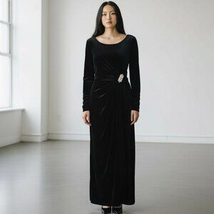 Jeffrey and Dara Black Velvet Evening Dress